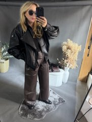 Nohavice koženka Soka-hnedé