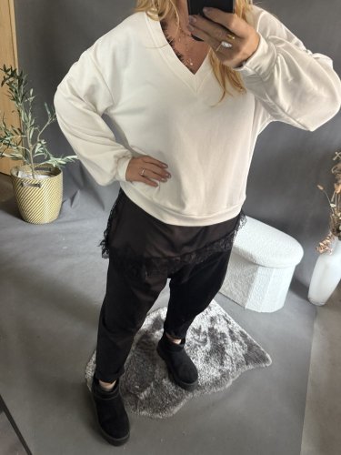 Mikina s krajkou-bílá