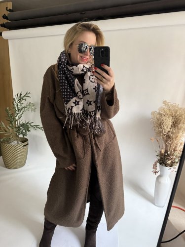 Kabát s opaskom Jane-hnedý