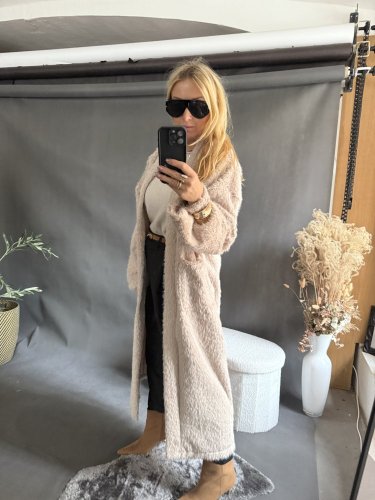 Kabát/cardigan Meccuch-béžový