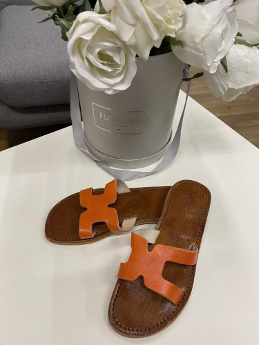 Sandálky Maroko-kožené oranžové