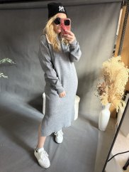 Dlouhé šaty s kapucí Jolie-šedá