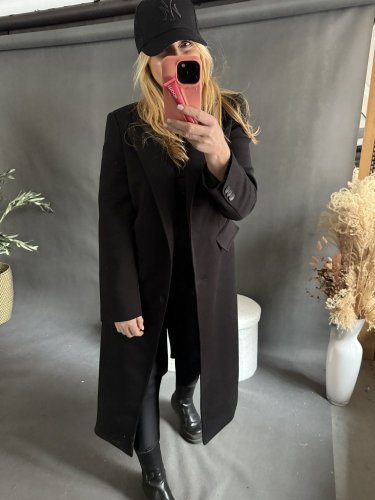 Kabát Jarní ve stylu dlouhého saka-černý