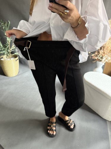 Nohavice s opaskom Italy-čierné