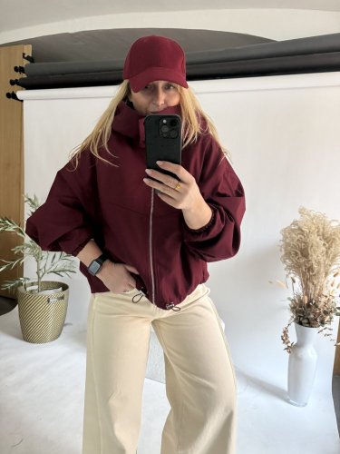 Bunda Collar s kapucí bordeaux- predobjednavka