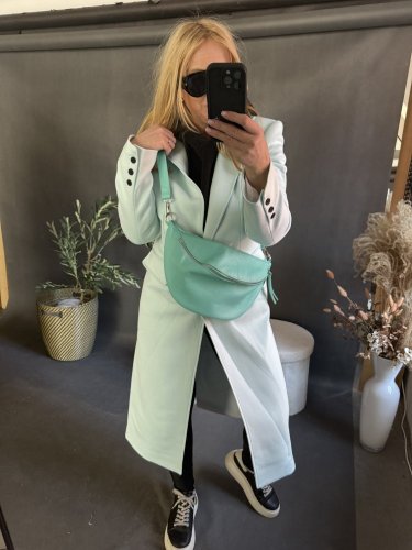 Kabát Jarní ve stylu dlouhého saka-mint-