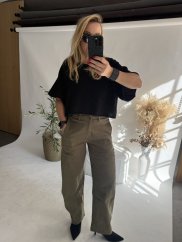Nohavice Emma dlhé barrel jeans-khaki