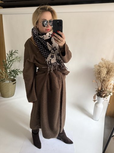 Kabát s opaskom Jane-hnedý