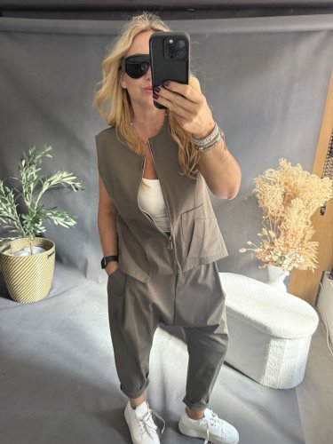 Vesta Oboustranná na zip/knoflíky SUN-khaki