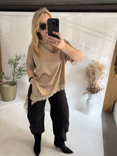 Tričko s čipkou-gold