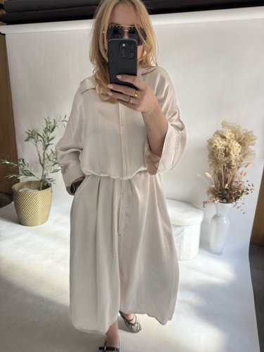 Košeľové šaty viskoza-cream