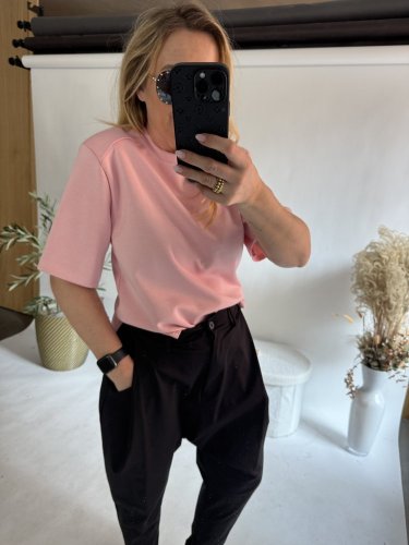 Tričko s vypchávkami Star -neoprén nekrčivý-losos