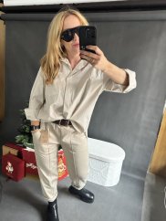 Košile Basic oversize unisize-béžová
