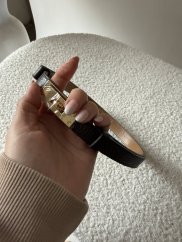 Pásek kožený posuvný se zlatou sponou-tmavě hnědé