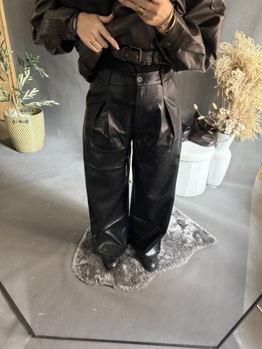 Kalhoty koženka Soka-černé