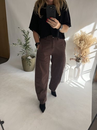 Nohavice Emma dlhé barrel jeans-hnedé