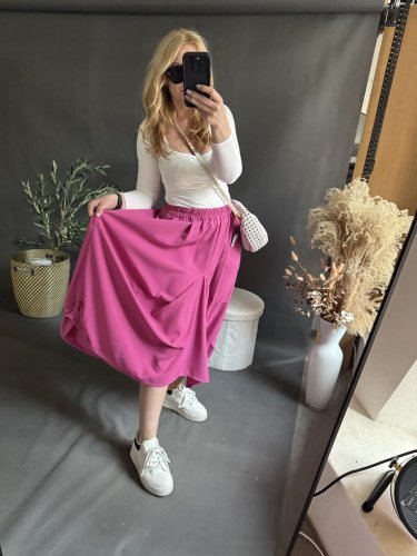 Sukně sun-působí jako kalhoty-růžová