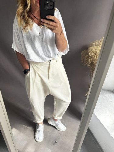 Nohavice s nižším sedom Blair-krémové postava 36-42