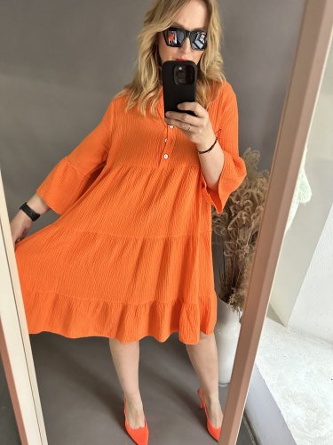 Mušelinové šaty Smile-oranžové