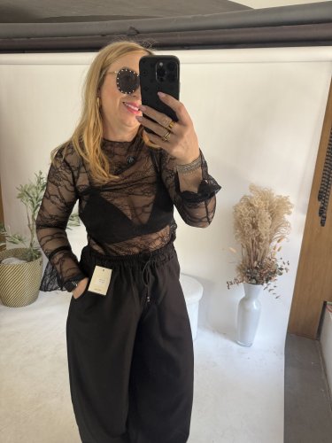 Tričko Čipka-čierná