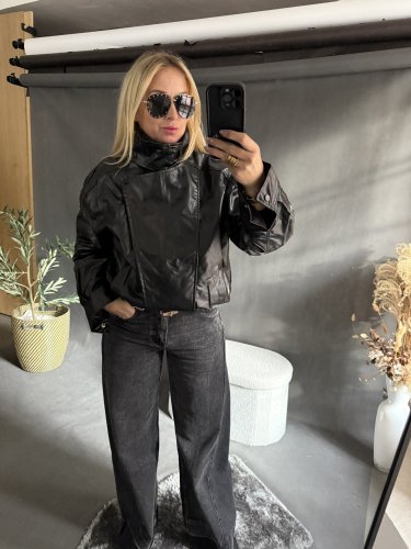 Koženková bunda límec