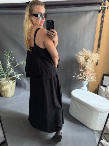 Set sukne a volániky-čierný