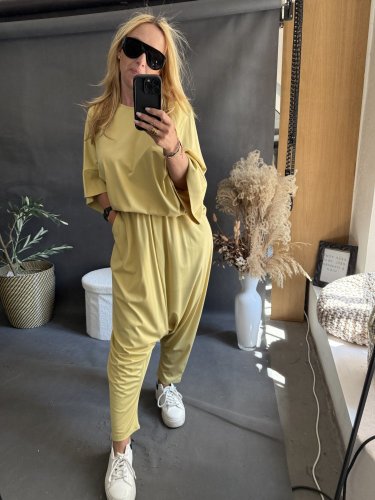 Kalhoty nasrávací Tencil-žlutá