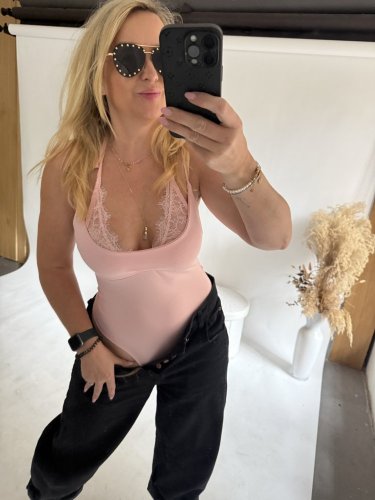Body s čipkou-pink - Velikost: M