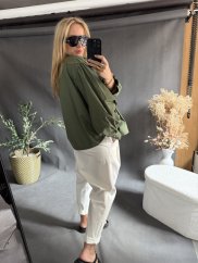 Košeľa oversize rukáv-khaki