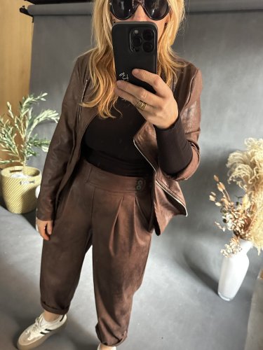 Kabátek SUN leather/semiš optika-hnědá