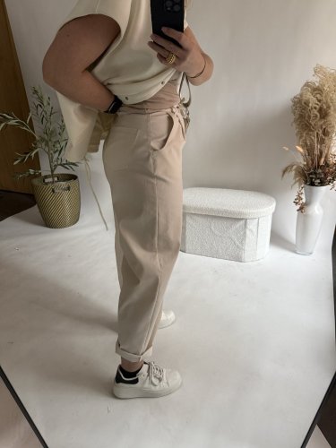 Nohavice v štýle Jeans krémové-veľkosť 36 a 38