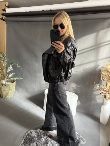 Koženková bunda límec