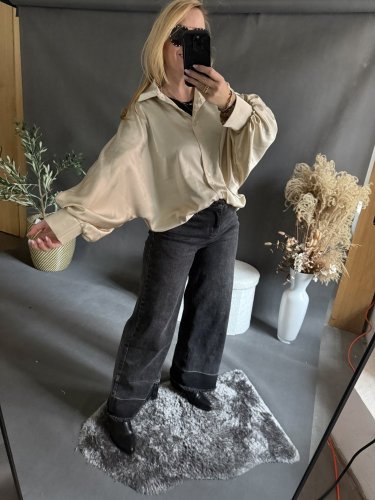 Košeľa  oversize rukáv beige