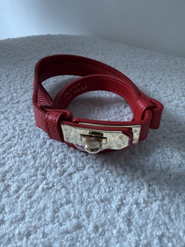 Pásek kožený posuvný se zlatou sponou-červený