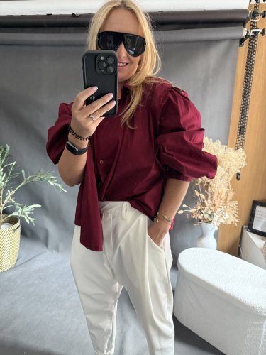 Košile oversize rukáv-vínová