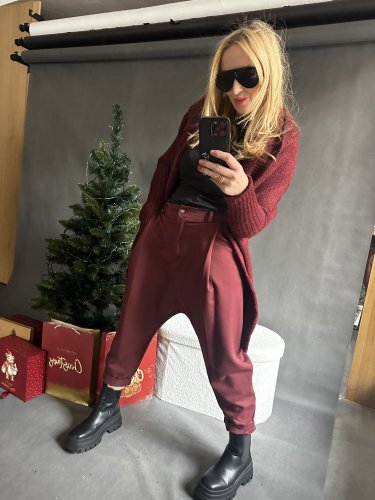 Nohavice s nižším sedom Blair-vínová -postavu 34-40