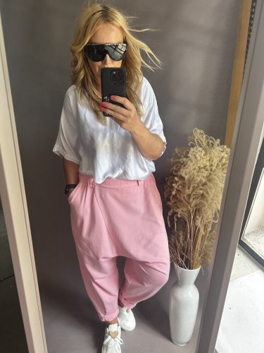 Tepláky nasrávacie Mega-růžové