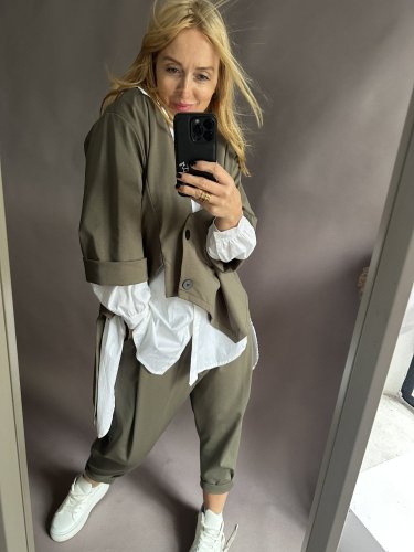 Kabátik ľahký asymetrický SUN-khaki