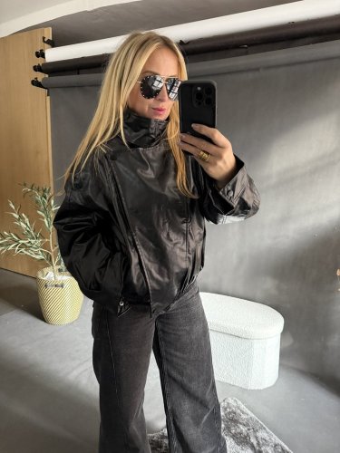 Koženková bunda límec