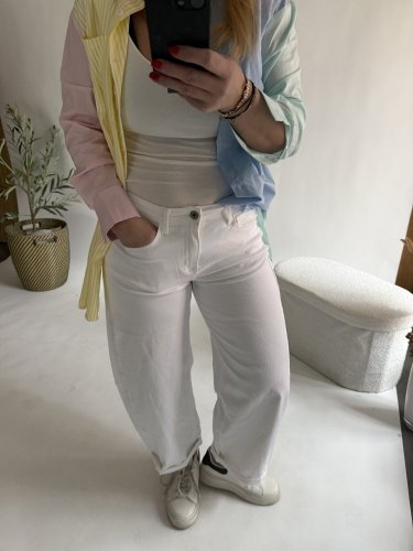 Džínsy New York--elastické, pohodlné-bílé