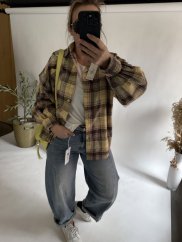 Košile kostkovaná bavlna-žltá