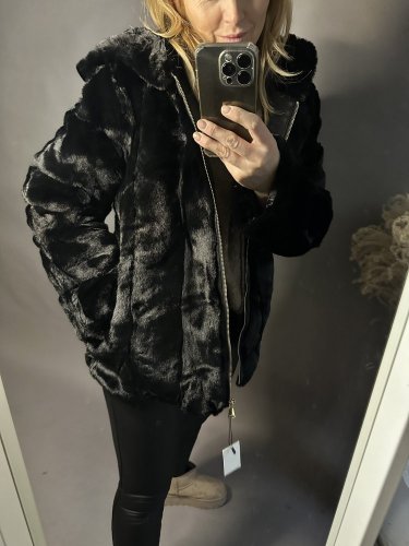 Kožíšek zip-černý s kapucí