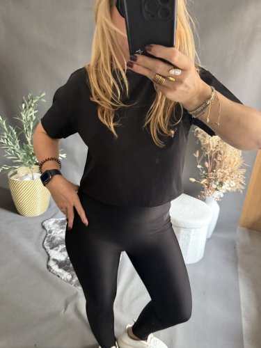 Tričko CROP viskoza-černé