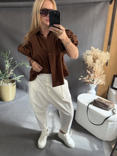 Košile oversize rukáv-hnědá