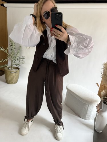 Nohavice Flowy hariem-hnedá