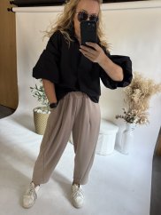Košile Lamiar s oversize rukávem 3/4-černá