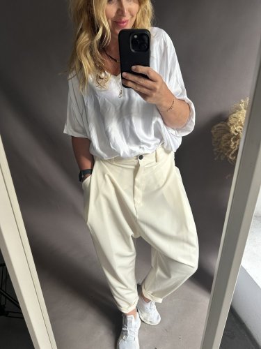 Nohavice s nižším sedom Blair-krémové postava 36-42