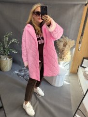 Prošívaná Bunda Gemy-oversize BIG size-růžová