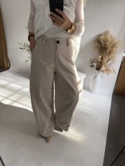 Nohavice dlhé barrel látkové-beige