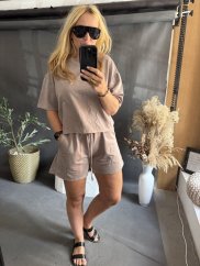 Souprava Tričko a šortky Bavlna-mocca